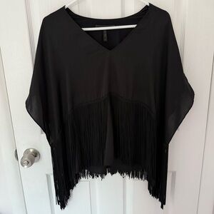 BCBG MaxAzria Black Fringe Top Size XS